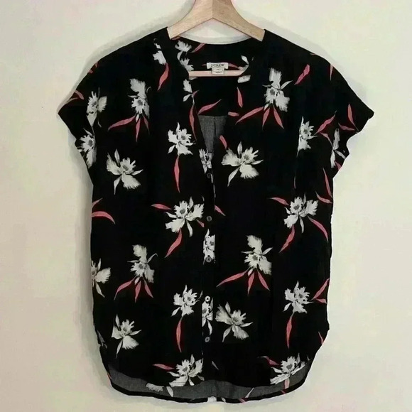 J. Crew Factory Tops - J. Crew Factory Ruffle-Sleeve Camp Shirt